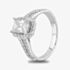 Starbright Silver Emerald-Cut Cubic Zirconia Halo Split Shouldered Ring R6160 3A
