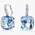Swarovski Millenia Rhodium Plated Cushion Cut Blue Drop Earrings 5756150
