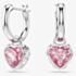 Swarovski Chroma Rhodium Plated Pink Heart Drop Earrings 5757814