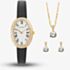 Sekonda Ladies Classic Bellamy Oval Dial Black Leather Strap Watch Earrings + Necklace Gift Set 49079