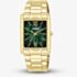 Lorus Ladies Green Rectangle Dial Golden Bracelet Watch RH836CX9