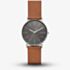 Skagen Mens Signatur Stainless Steel Dark Grey Dial Brown Leather Strap Watch SKW6578