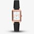Fossil Ladies Raquel Rose Gold Tone Black Leather Strap Watch ES5310