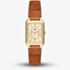 Fossil Ladies Raquel Champagne Rectangle Dial Leather Strap Watch ES5504