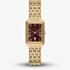 Fossil Ladies Raquel Red Rectangle Dial Golden Bracelet Watch ES5512