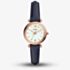 Fossil Ladies Carlie Rose Gold Plated Mother Of Pearl Dial Navy Blue Leather Strap Watch ES4502