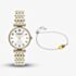 Coach Ladies Cary White Dial Two Tone Bracelet Watch & Two Tone C Bracelet Gift Set 14000140
