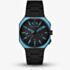 Armani Exchange Mens Bass Dual-Time Black & Blue Silicone Strap Watch AX1480