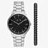 Armani Exchange Mens Cayde Silver Watch & Black Beaded Bracelet Set AX7182SET