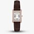 Emporio Armani Ladies Genni White Mother Of Pearl Rectangular Dial Brown Leather Strap Watch AR11804