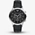 Emporio Armani Mens Archetipo Black Chronograph Dial Leather Strap Watch AR11820
