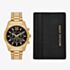 Michael Kors Mens Lexington Gold Chronograph Watch & Black Leather Cardholder Set  MK9245SET