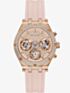Guess Ladies Heiress Rose Gold Pink Rubber Strap Watch GW0407L3