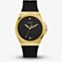 Guess Mens Vinyl Gold Tone Black Dial Watch GW0790G1