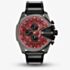 Diesel Mens Mega Chief Red Chronograph Dial Leather Strap Watch DZ4714
