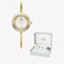 Jacques du Manoir Ladies Aurora White Dial Gold Tone Bracelet Watch & Topring Boxset JWL05401