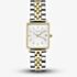 ROSEFIELD Ladies Boxy XS White Dial Two Tone Bracelet Watch QMWSSG-Q023