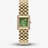 Olivia Burton Ladies Berkley Green Dial Square Golden Bracelet Watch 24000382
