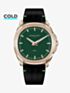 KAMAWATCH Royal Rose Gold Plated Green Dial Brown and Camo Leather Suede Strap Watch KWPM35