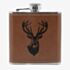 Stainless Steel & Brown Leatherette Deer 6oz Hip Flask HF-07