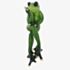 Tropical Sitting Frog Shelf Sitter Figurine - Hand On Chin 355305B