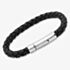 Unique Stainless Steel 19cm Black Leather Bracelet A40BL