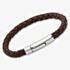 Unique Stainless Steel Dark Brown Leather Bracelet A40DB (GWP)
