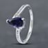 Pre-Owned 9ct White Gold Glass & Cubic Zirconia Shoulders Teardrop Dress Ring 41102673