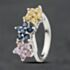 Pre-Owned 9ct White Gold Cubic Zirconia Triple Cluster Dress Ring 41104126