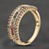 Pre-Owned 9ct Yellow Gold Fancy Coloured Sapphire Three Row Ring 41104246