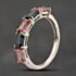 Pre-Owned 9ct White Gold Pink Tourmaline & Iolite Five Stone Ring 41104257