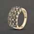 Pre-Owned 9ct Yellow Gold Blue Topaz Three Row Ring 41104335