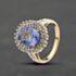 Pre-Owned 9ct Yellow Gold 2.25ct Tanzanite & White Zircon Oval Cluster Ring 41104336