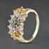 Pre-Owned 9ct Yellow Gold Green, Pink & Yellow Multi Stone Three Row Cluster Ring 41104571