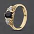 Pre-Owned 9ct Yellow Gold Sapphire & Cubic Zirconia Oval Three Stone Ring 41104590