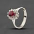 Pre-Owned White Gold Synthetic Ruby & 0.30ct Brilliant Cut Diamond Cluster Ring 41121024