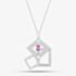 Pre-Owned 9ct White Gold Pink Sapphire & Diamond Pendant & 18 Inch Curb Chain 41141086