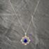 Pre-Owned 9ct Yellow Gold Lapis Lazuli & 0.12ct Diamond & Cultured Pearl Decorative Victorian Style Pendant & 18 Inch Curb Chain 41142472