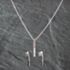 Pre-Owned 9ct White Gold Cubic Zirconia Hinged Bar Earrings & 18 Inch Pendant Jewellery Set 41142699