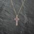 Pre-Owned 9ct Yellow Gold Lolite Cross Pendant & 18 Inch Curb Chain 41142890