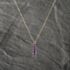 Pre-Owned 9ct Yellow Gold Amethyst Graduating Bar Link Gemstone Pendant & 18 Inch Curb Chain 41142970