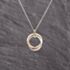 Pre-Owned 9ct Two Colour Gold Cubic Zirconia Set Double Circle Pendant & 18 Inch Curb Chain 41143298