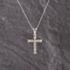 Pre-Owned White Gold Diamond Rubover Cross Pendant & 18 Inch Curb Chain 41143324