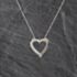 Pre-Owned 9ct White Gold Cubic Zirconia Set Open Heart Pendant & 18 Inch Curb Chain 41143345
