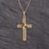 Pre-Owned 9ct Yellow Gold Patterned Cross Pendant & 18 Inch Curb Chain 41143362