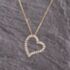Pre-Owned Yellow Gold Cubic Zirconia Open Heart Pendant & 18 Inch Curb Chain 41143376