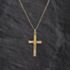 Pre-Owned 9ct Yellow Gold Patterned Cross Pendant & 18 Inch Curb Chain 41143462