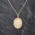Pre-Owned Vintage 9ct Yellow Gold Half Engraved Oval Locket Pendant & 26 Inch Prince Of Wales Chain 41143484