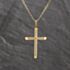 Pre-Owned 9ct Yellow Gold Lined Pattern Cross Pendant & 20 Inch Curb Chain 41143525