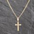 Pre-Owned 9ct Yellow Gold Diamond Cut Cross Pendant & 18 Inch Curb Chain 41143598